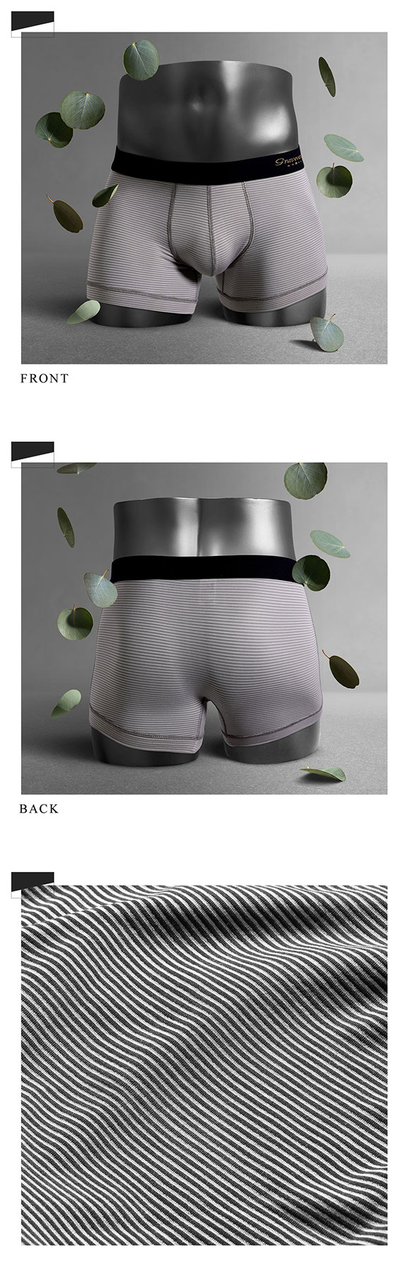 グレイブボールトGravevault × SHIROHATO 別注 naturale bande ショート ボクサーパンツ メンズ M L XL 天然由来