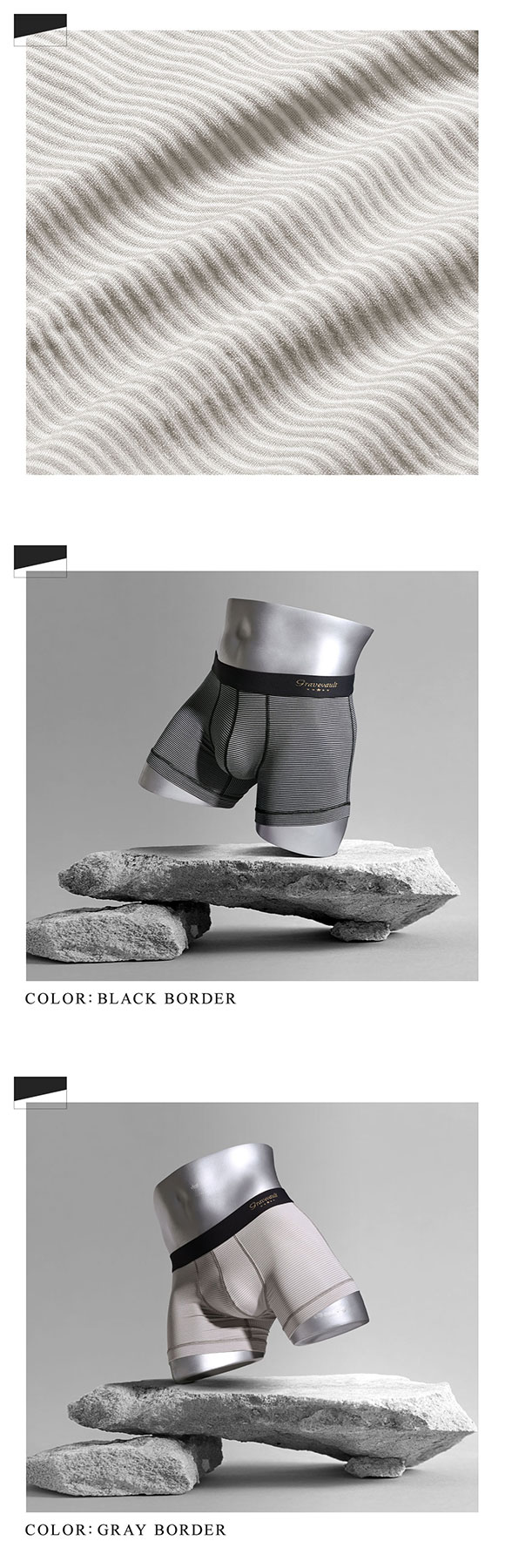 グレイブボールトGravevault × SHIROHATO 別注 naturale bande ショート ボクサーパンツ メンズ M L XL 天然由来