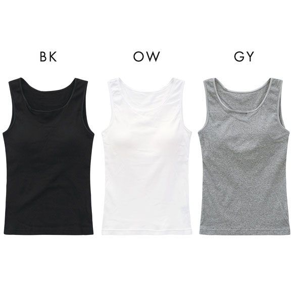 素肌にやさしくフィット カップ付き タンクトップ インナー レディース 綿100％ ブラトップ M L LL 3L