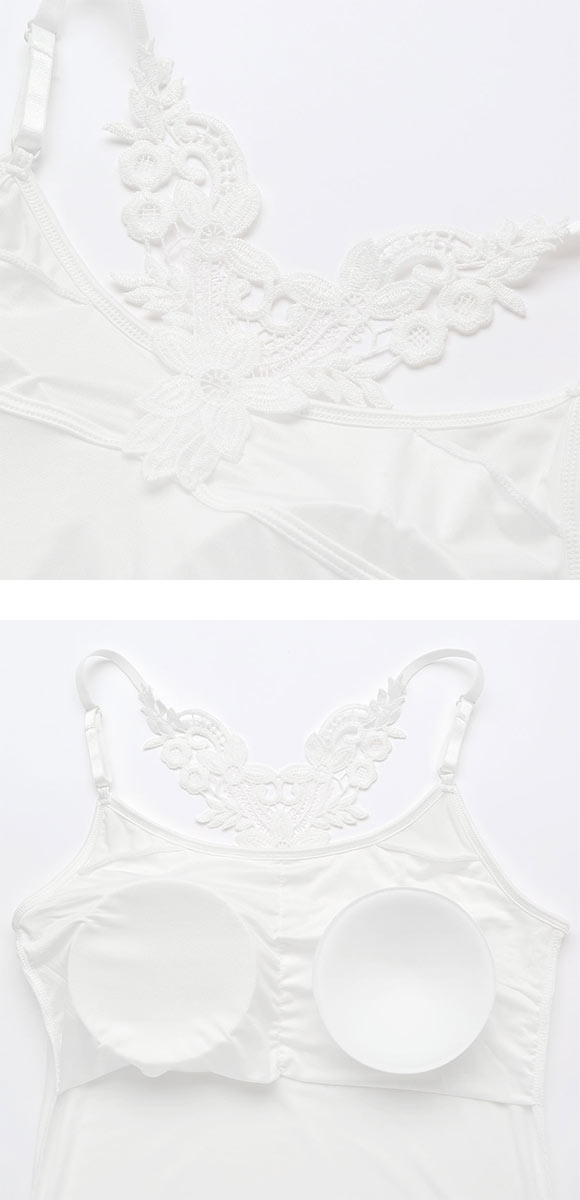 背中見せ ケミカルレース パッド入り キャミソール カップ付きキャミソール