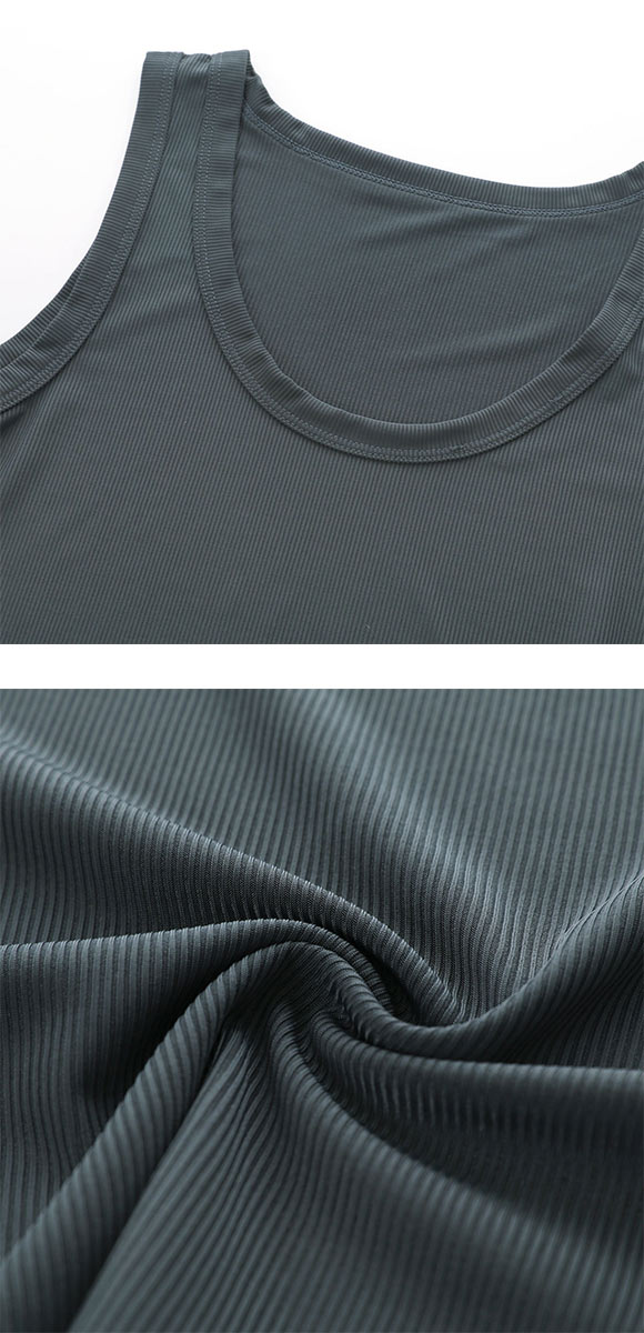 冷感リブ 太めパイピング タンクトップ アウター 接触冷感 M L LL