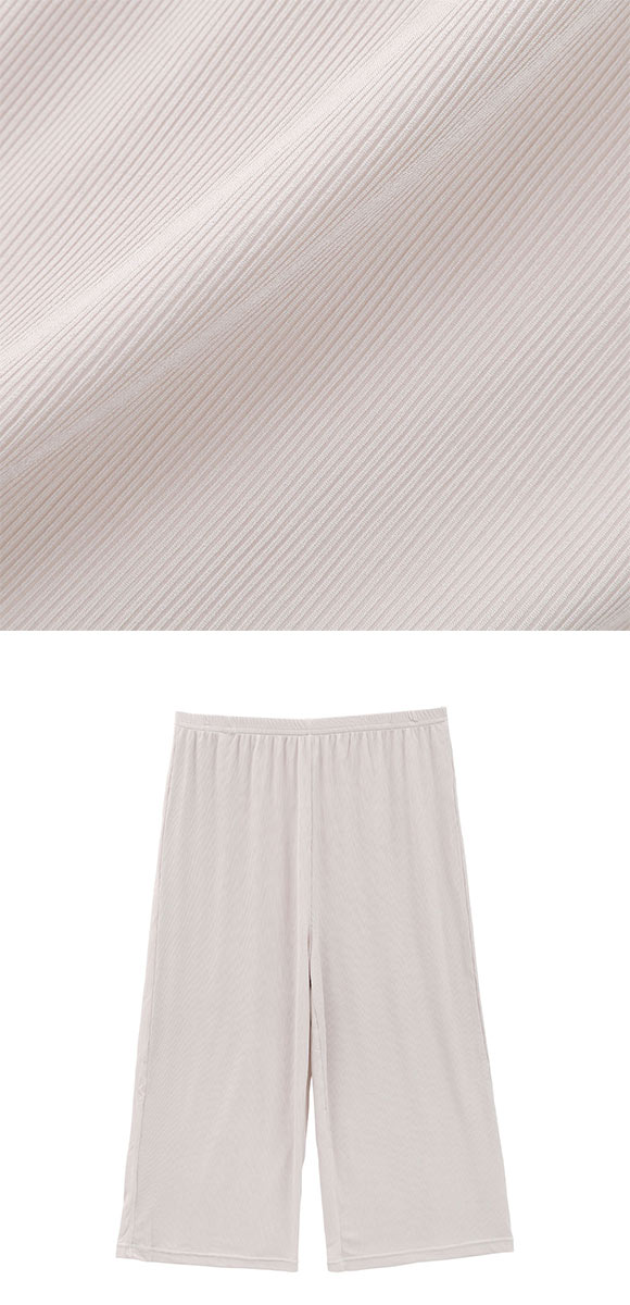 DRY WISH 冷感リブ 7分丈ストレッチボトム M L LL パンツ 吸汗速乾 接触冷感 ペチパン ステテコ インナーボトム