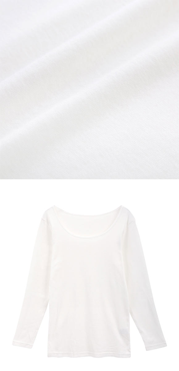 素肌にやさしくフィット 綿100％ 長袖インナー 8分袖トップス M L LL ロンT ロングTシャツ 敏感肌 シンプル ベーシック 肌着