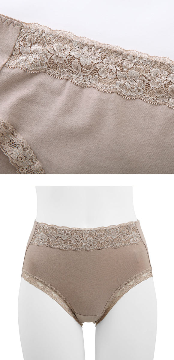 お腹まですっぽり 綿混 レースショーツ M L LL スタンダード ショーツ 大きいサイズ ハイウエスト コットン混 単品