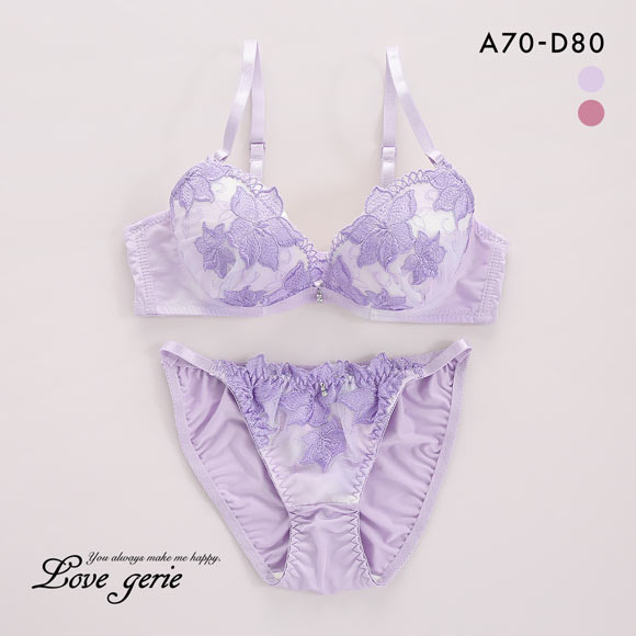 ラブジェリー フローラルリリー ブラセット ABCD 盛り胸 Wパッド 谷間ブラ バストアップ ブラジャー ショーツ セット 厚盛り