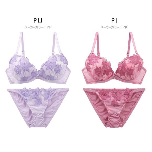 ラブジェリー フローラルリリー ブラセット ABCD 盛り胸 Wパッド 谷間ブラ バストアップ ブラジャー ショーツ セット 厚盛り