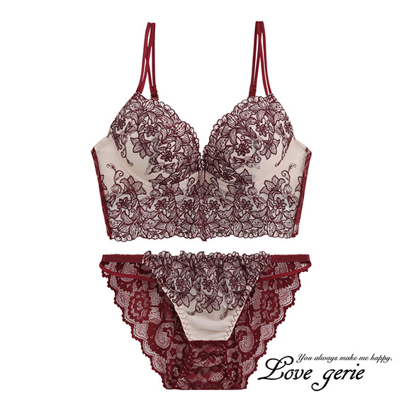 ラブジェリー クラシカルリリー ビスチェ風 ブラセット ABCD 盛り胸 谷間ブラ 脇寄せ バストアップ バックレース ブラジャー ショーツ Love gerie