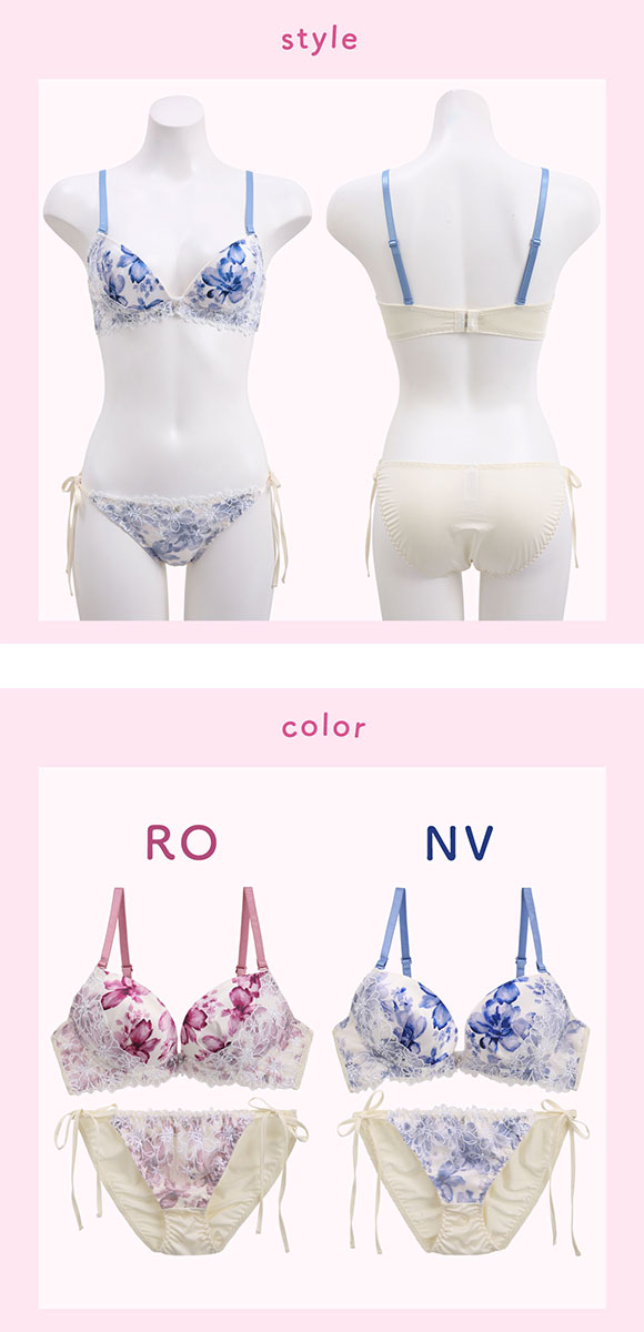 ラブジェリー ウォーターリリー ブラセット EF 盛り胸 Wパッド 谷間ブラ バストアップ 脇寄せ サイドリボン ブラショーツセット