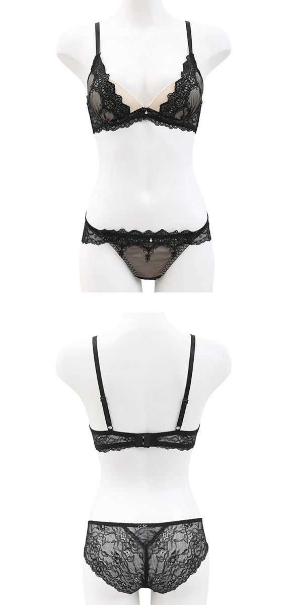 ラブジェリー ノワールコンチネンタル ブラセット ABCD 盛り胸 Wパッド 厚盛り 谷間ブラ バストアップ 脇寄せ バックレース