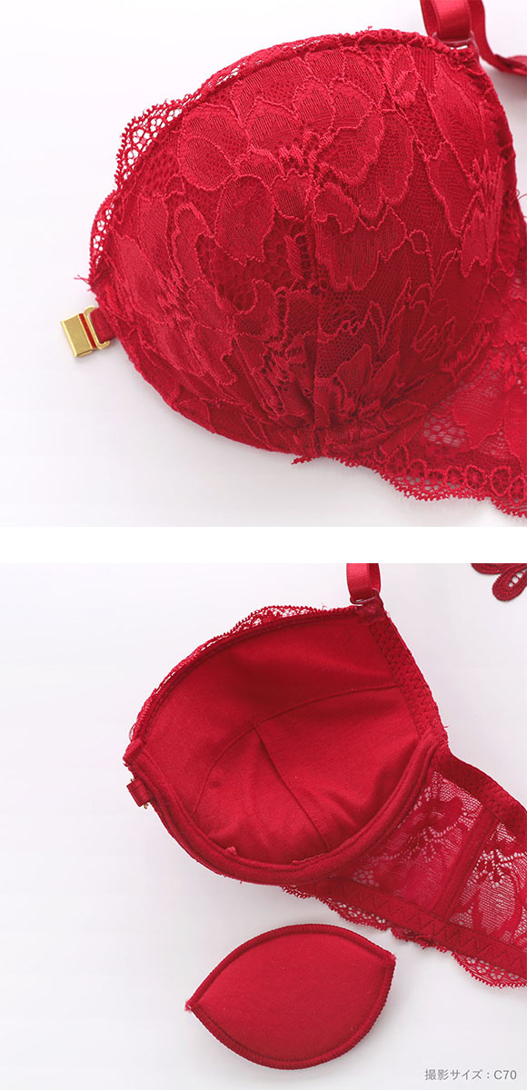 ラブジェリー 背中魅せ バタフライケミカル フロントホック ブラセット ABCD  盛り胸 Wパッド ブラジャー ショーツ セット