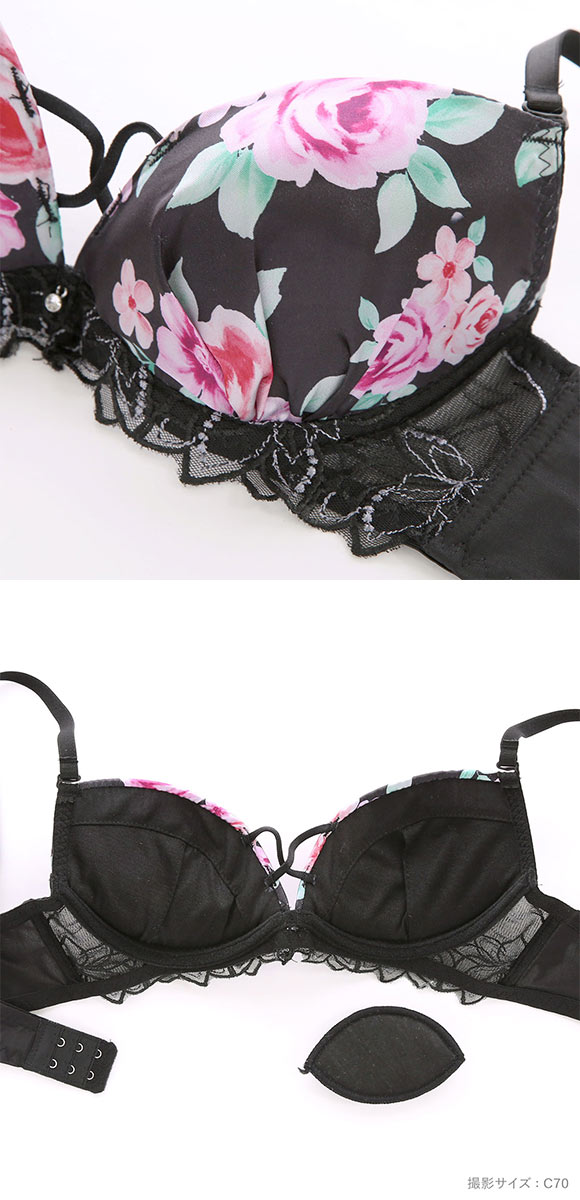 ラブジェリー ローズガーデン ブラセット EF 大きいサイズ グラマー 盛り胸 Wパッド 谷間ブラ バストアップ ブラジャー ショーツ セット