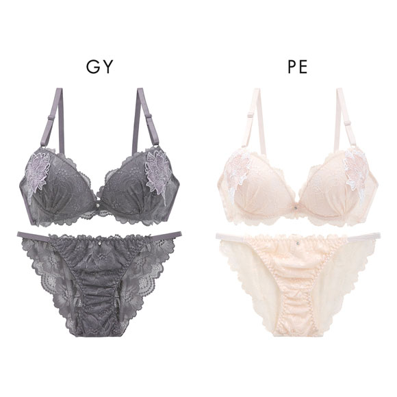 ラブジェリー コサージュケミカル ブラセット EF 大きいサイズ 盛り胸 Wパッド 厚盛り 谷間ブラ バストアップ 脇寄せ バックレース Love gerie