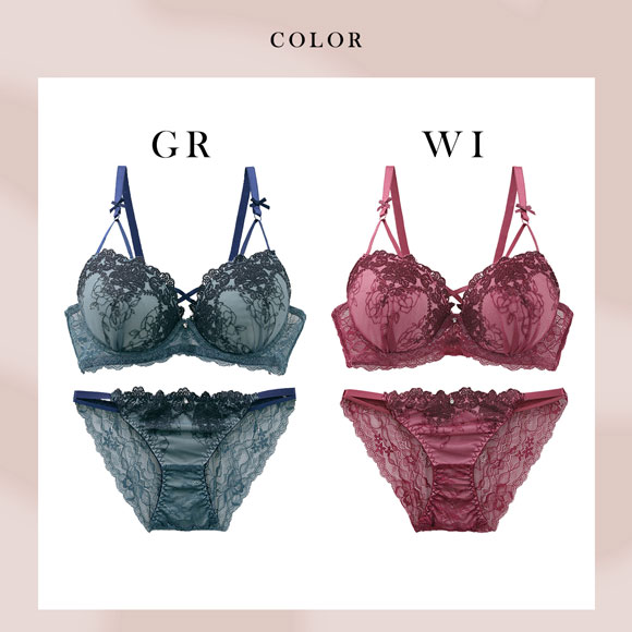 ラブジェリー ゴシックフラワーコード ブラセット EF 大きいサイズ グラマー 盛り胸 Wパッド 厚盛り 谷間ブラ 脇寄せ Love gerie