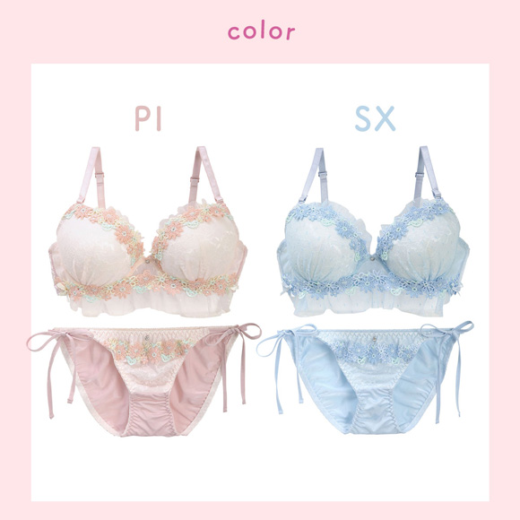 ラブジェリー プリティケミカル ブラセット 大きいサイズ EF 盛り胸 Wパッド サイドリボン ブラショーツセット Love gerie