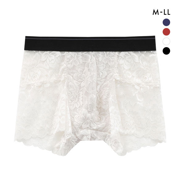 NEW SENSATION ボクサー 総レース M L LL メンズ パンツ アウトゴム アンダーウェア シースルー ひびきにくい 高通気 セクシー 前閉じ
