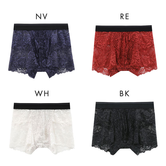 NEW SENSATION ボクサー 総レース M L LL メンズ パンツ アウトゴム アンダーウェア シースルー ひびきにくい 高通気 セクシー 前閉じ