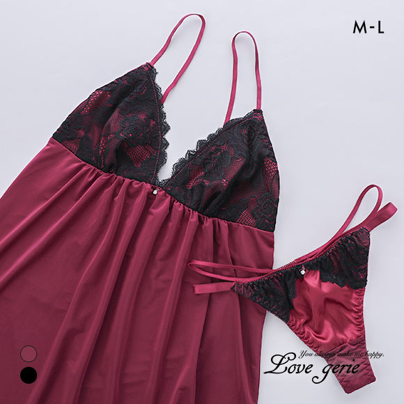 ラブジェリー アギシャンノワール キャミソール Tバックショーツ セット ML ベビードール タンガ セットアップ スリップ ナイトウェア Love gerie