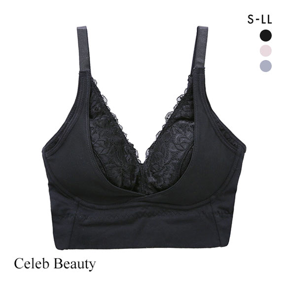 セレブビューティー Celeb Beauty 毎日ナイトブラ レース ハーフトップ ノンワイヤー ブラジャー ナイトブラ 育乳 谷間メイク 単品