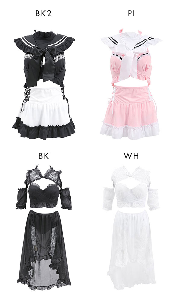 コスプレスタイル きゅん水着 4点セット M L メイド セーラー服 ドレス スイムウェア イベント ナイトプール スカート 衣装