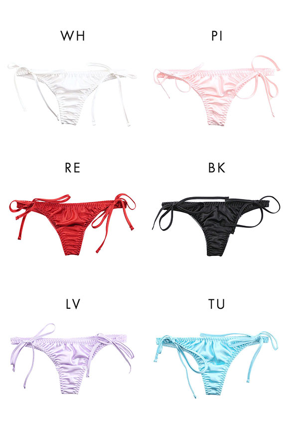 ラポーム サテン 横ヒモ Tバック ショーツ レディース 紐パン 日本製 単品 La-Pomme