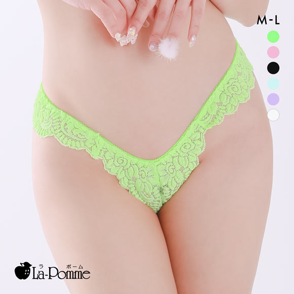 ラポーム レース＋ハーフコンビ Tバック ショーツ レディース 日本製 La-Pomme