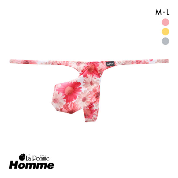 ラポーム オム フラワープリント Tバック ビキニ メンズ 前とじ 日本製 La-Pomme Homme
