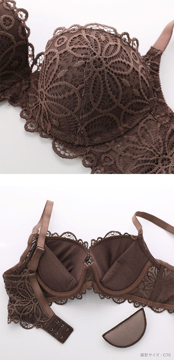 ギャラシー 美乳ブラ 背中すっきり 脇高 ラッカバンレース 3/4カップ ブラショーツセット BCD