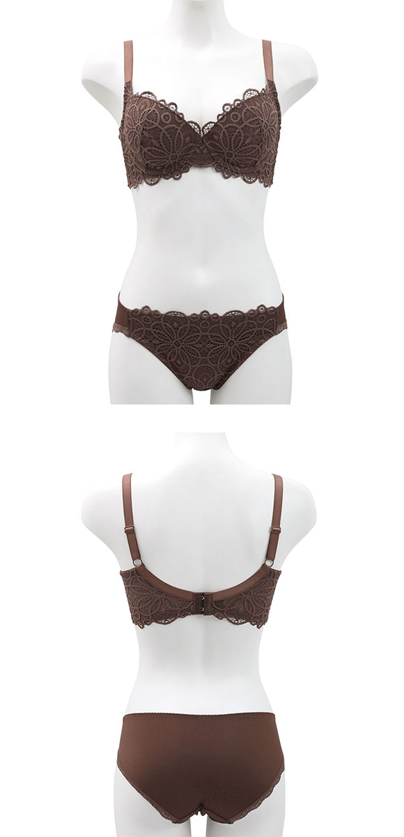 ギャラシー 美乳ブラ 背中すっきり 脇高 ラッカバンレース 3/4カップ ブラショーツセット BCD