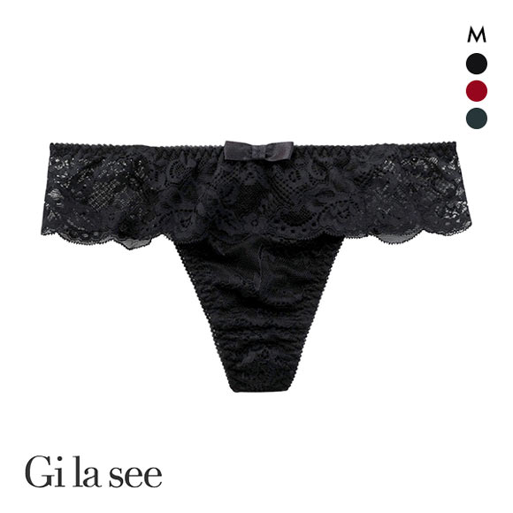 (ギャラシー)Gi la see 美乳ブラ Tバック ショーツ 総レース リボン フリル 単品