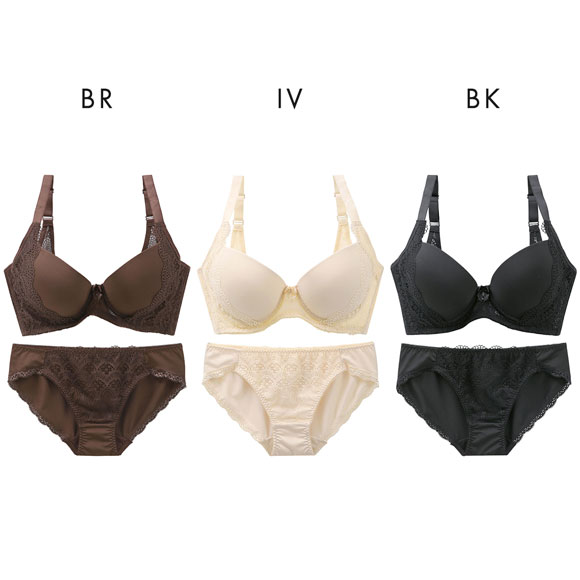 ギャラシー プヨ肉すっきり美乳ブラセット BCD65-85 補正 グラマーサイズ 大きいサイズ 3/4カップ ブラショーツセット 脇高