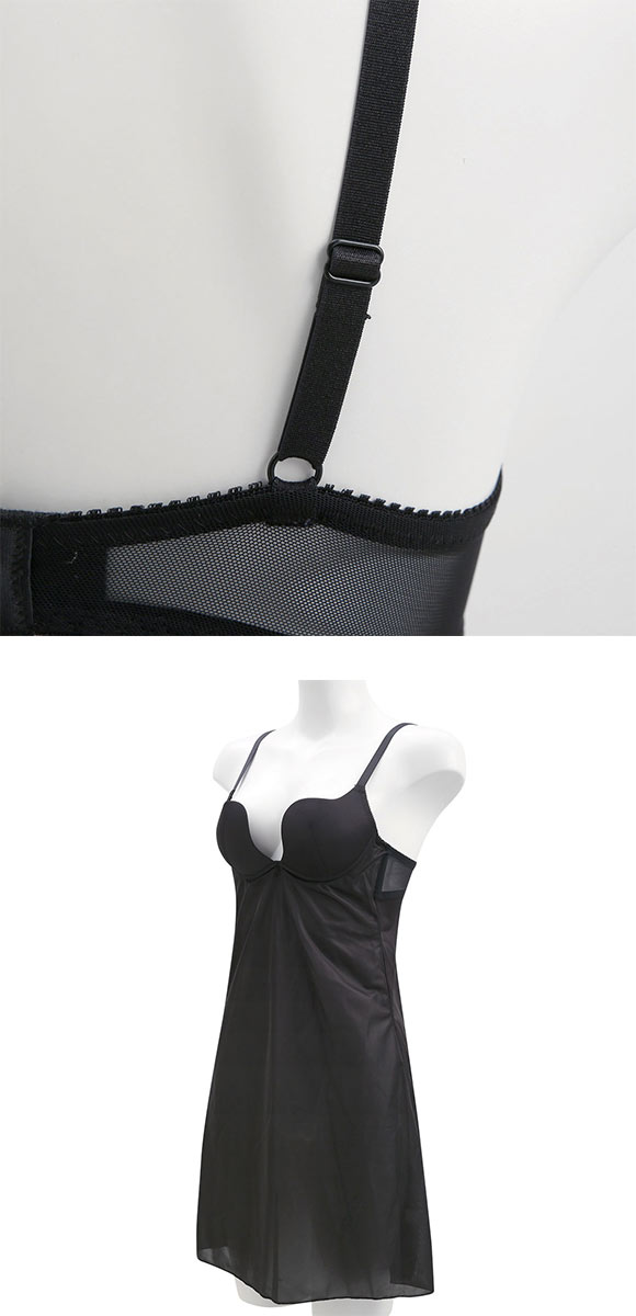 ギャラシー 美乳カップ トリコット ブラスリップ スリップ ロングキャミソール ランジェリー カップ付き ホック付き