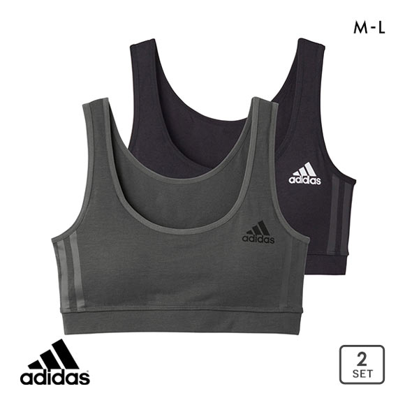 アディダス adidas スリーストライプ ハーフトップ 2枚組 レディース ノンワイヤーブラ スポーツブラ ロゴ