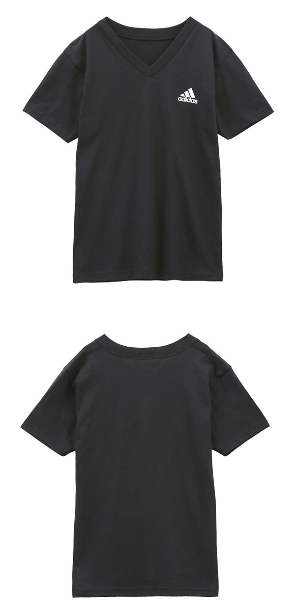 アディダス adidas 2P 半袖 Tシャツ 2枚組 Vネック インナー ロゴ キッズ ジュニア 男の子