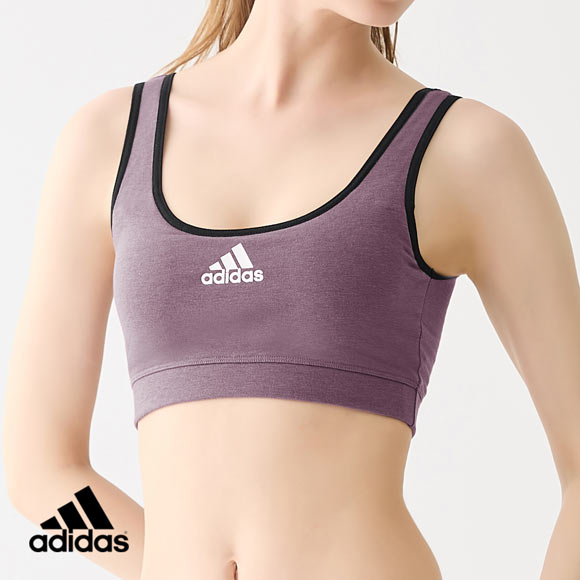 アディダス adidas ハーフトップ ノンワイヤー ブラジャー レディース 綿混 単品