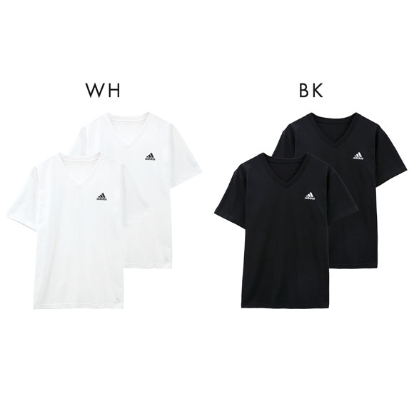 アディダス adidas 2P Vネック 半袖 Tシャツ 2枚組 メンズ スポーツ 吸汗速乾