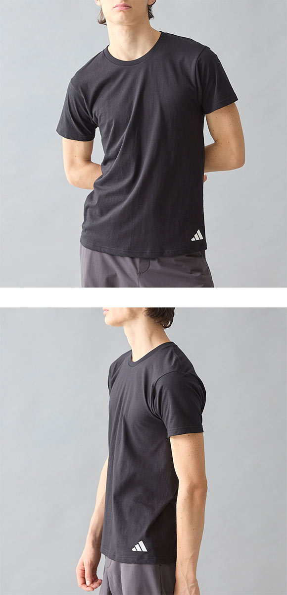 アディダス 綿100％ 丸首 Tシャツ メンズ クルーネック 2枚セット adidas 大きいサイズ