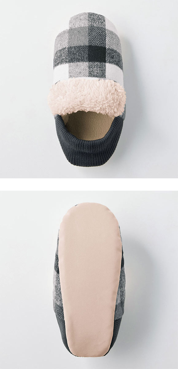 グンゼ UCHI-COLLE バウンドヒーター チェック柄 内ボア ルームシューズ バブーシュタイプ レディース 発熱 GUNZE ウチコレ