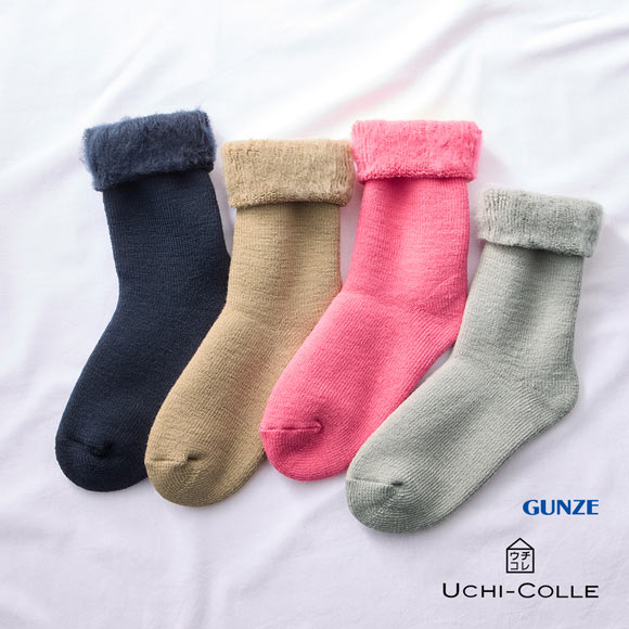 グンゼ UCHI-COLLE たっぷり裏起毛 極厚パイル ルームソックス レディース 保温 GUNZE ウチコレ