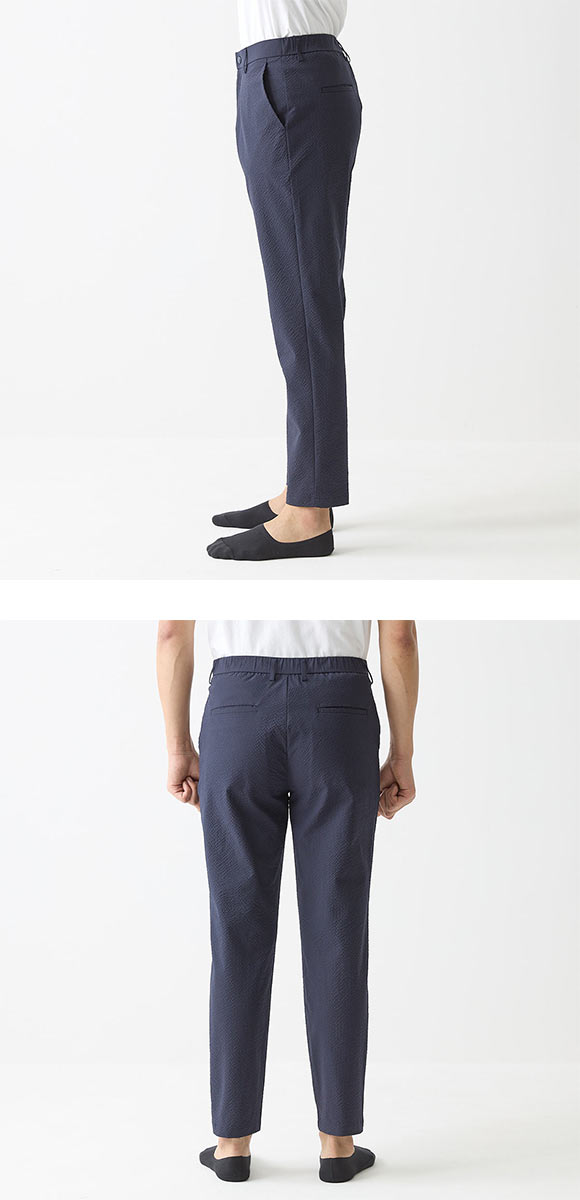 グンゼ BODY WILD シアーサッカー ストレッチ テーパードパンツ メンズ ビジカジ リモートワーク GUNZE ボディワイルド