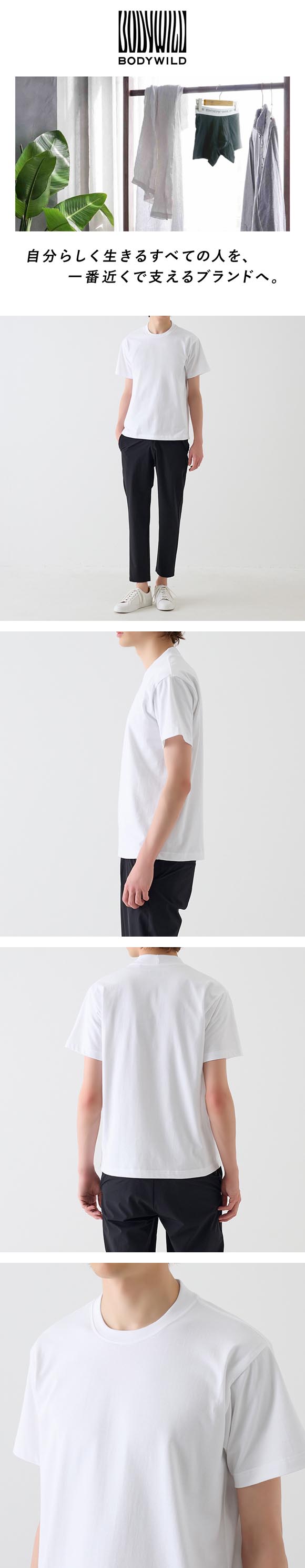 グンゼ BODY WILD ジャケット用Tシャツ メンズ 後ろ衿高め 半袖 インナー M L LL 綿100％ GUNZE ボディワイルド