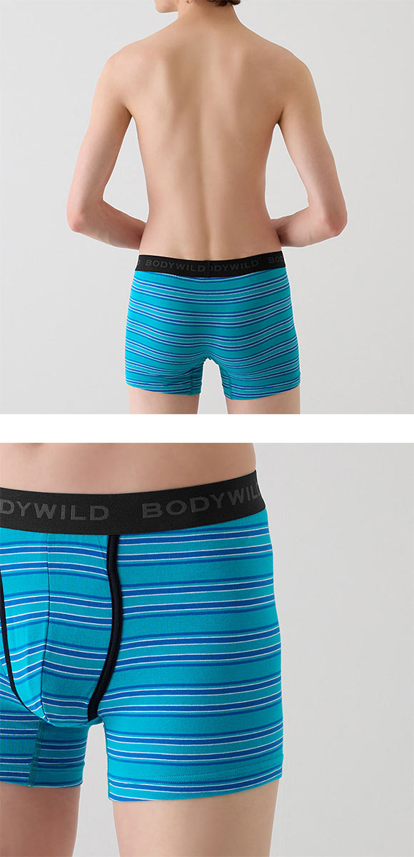 グンゼ GUNZE ボディワイルド BODY WILD ボクサーパンツ メンズ 綿混 ボーダー 前あき