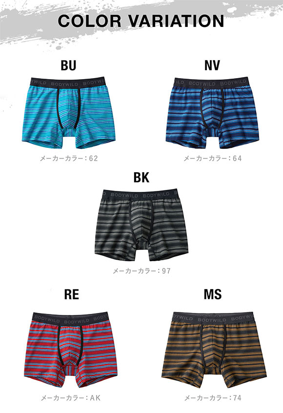 グンゼ GUNZE ボディワイルド BODY WILD ボクサーパンツ メンズ 綿混 ボーダー 前あき