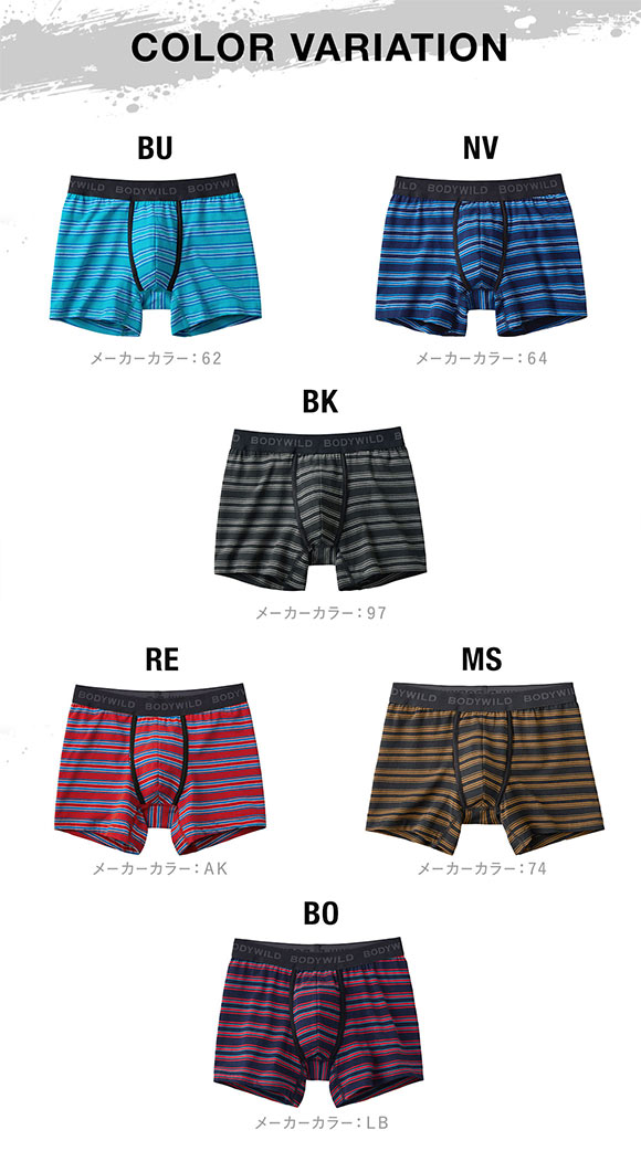 グンゼ GUNZE ボディワイルド BODY WILD ボクサーパンツ メンズ 綿混 ボーダー 前あき