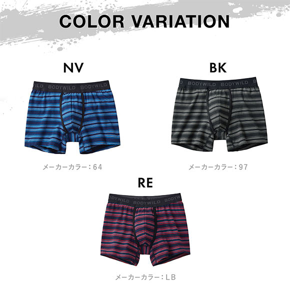 グンゼ BODY WILD ボーダー柄 ボクサーパンツ メンズ 綿混 前あき GUNZE ボディワイルド