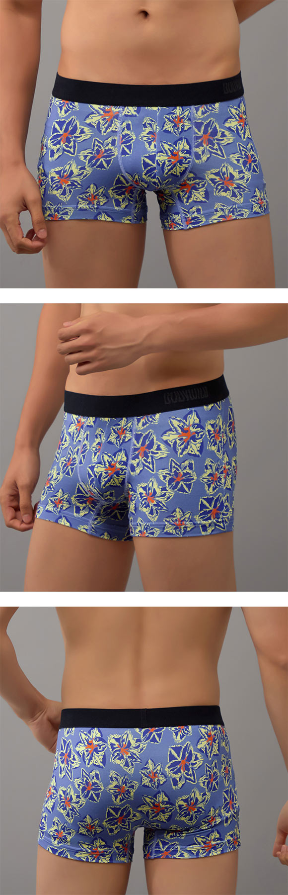 グンゼ BODY WILD シティフラワー柄 ボクサーパンツ 前閉じ メンズ 吸汗速乾 GUNZE ボディワイルド