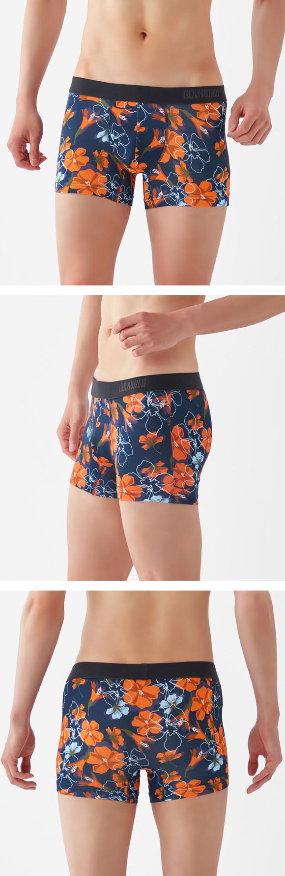グンゼ GUNZE ボディワイルド BODY WILD フラワー柄 ボクサーパンツ 前閉じ メンズ  BODYWILD