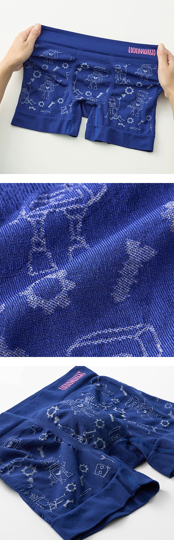 グンゼ BODY WILD ロボット柄 立体成型 ボクサーパンツ 前閉じ メンズ GUNZE ボディワイルド