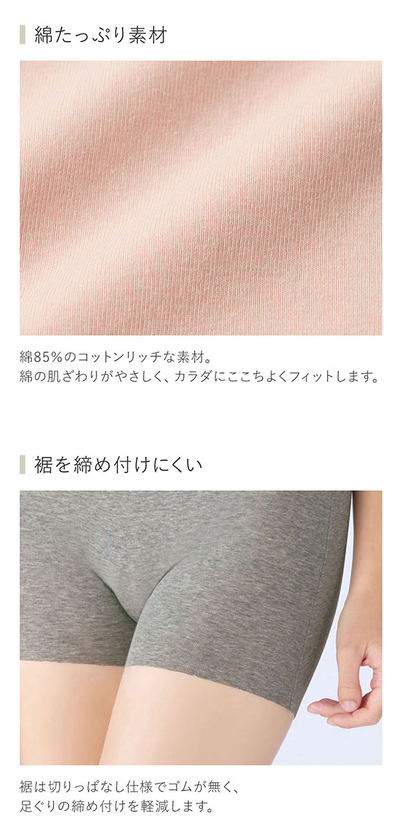グンゼ GUNZE いいここち ひびきにくい綿85% ショーツ 一分丈 深め ハイウエスト 3枚セット