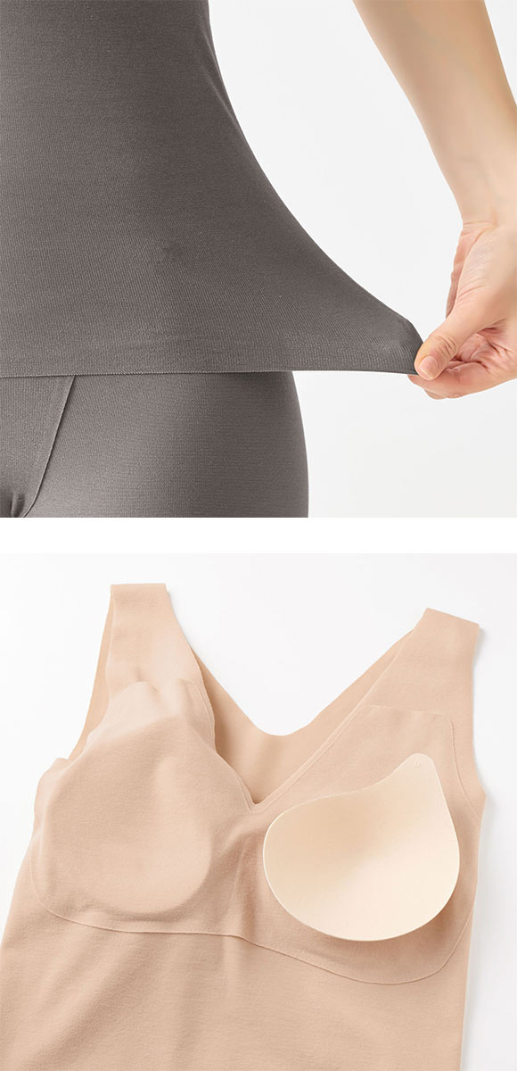 グンゼ キレイラボ 完全無縫製　綿混 ラクして キュット シルエット ブラタンクトップ GUNZE