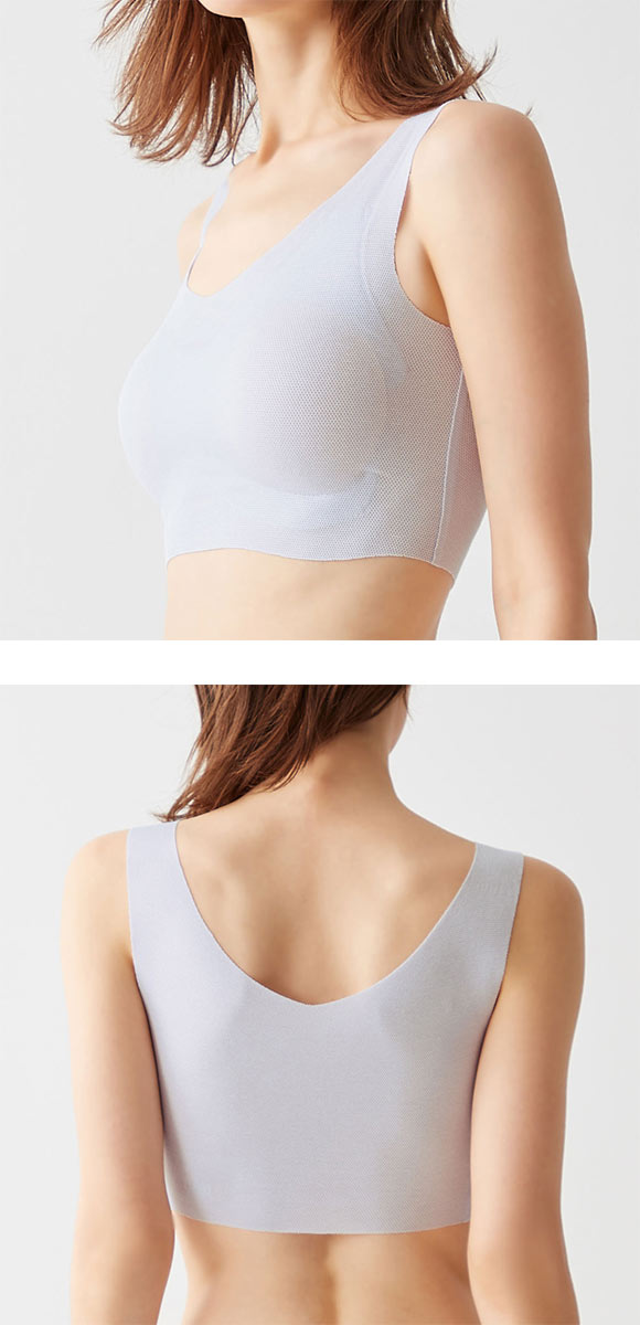 グンゼ GUNZE キレイラボ KIREILABO 完全無縫製COOL ブラジャー ノンワイヤー ハーフトップ 単品 メッシュ